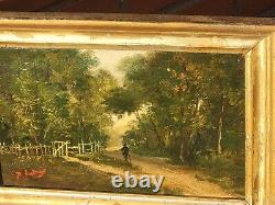 2 Tableaux ancien signé. Paysage Peinture huile sur panneau de bois Style XlX°