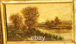 2 Tableaux ancien signé. Paysage Peinture huile sur panneau de bois Style XlX°