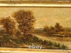 2 Tableaux ancien signé. Paysage Peinture huile sur panneau de bois Style XlX°