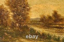 2 Tableaux ancien signé. Paysage Peinture huile sur panneau de bois Style XlX°