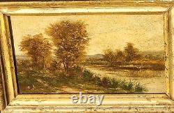 2 Tableaux ancien signé. Paysage Peinture huile sur panneau de bois Style XlX°