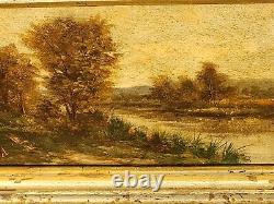 2 Tableaux ancien signé. Paysage Peinture huile sur panneau de bois Style XlX°