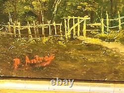 2 Tableaux ancien signé. Paysage Peinture huile sur panneau de bois Style XlX°