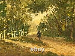 2 Tableaux ancien signé. Paysage Peinture huile sur panneau de bois Style XlX°