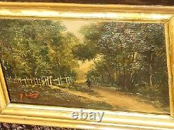 2 Tableaux ancien signé. Paysage Peinture huile sur panneau de bois Style XlX°