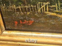 2 Tableaux ancien signé. Paysage Peinture huile sur panneau de bois Style XlX°