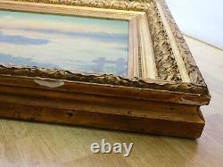 ANCIEN TABLEAU HST 1909 PAYSAGE LACUSTRE SIGNé 54CMX65CM BQ13