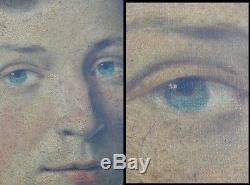 ANCIEN TABLEAU HST XIXeme portrait de gentilhomme cadre bois doré peinture
