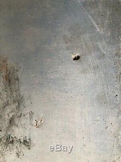 ANCIEN TABLEAU HUILE SUR TOILE SIGNÉ GODCHAUX PAYSAGE CHAMPETRE 19ème 92 x 65 cm