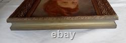 ANCIEN Tableau HUILE sur toile portrait de FEMME rousse. 1909