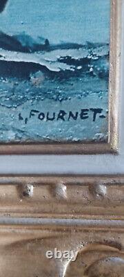 A SAISIR Tableau ancien Lucien FOURNET huile sur toile représentant port breton