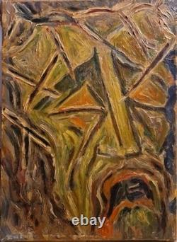 Ancien Beau Tableau Peinture Cubiste Ecole Paris Signé Daté 1946 Portrait Christ