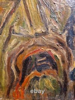 Ancien Beau Tableau Peinture Cubiste Ecole Paris Signé Daté 1946 Portrait Christ