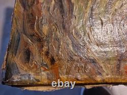 Ancien Beau Tableau Peinture Cubiste Ecole Paris Signé Daté 1946 Portrait Christ