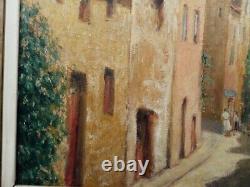 Ancien CADRE MONTPARNASSE F9 tableau huile sur toile HST village provençal midi