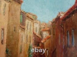 Ancien CADRE MONTPARNASSE F9 tableau huile sur toile HST village provençal midi