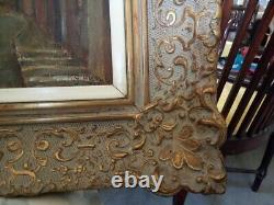 Ancien CADRE MONTPARNASSE F9 tableau huile sur toile HST village provençal midi