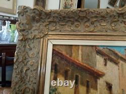Ancien CADRE MONTPARNASSE F9 tableau huile sur toile HST village provençal midi