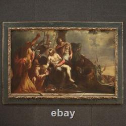 Ancien Déposition Lamentation sur le Christ mort tableau huile sur toile 700