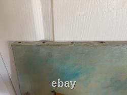Ancien Peinture Tableau Huile Toile FARAONI Italie Provence Solei Famille 73x92