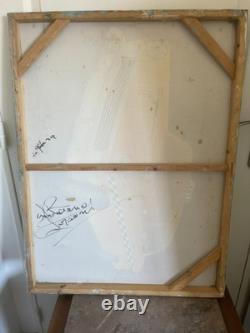 Ancien Peinture Tableau Huile Toile FARAONI Mariage Eglise Marié Village 80x60cm