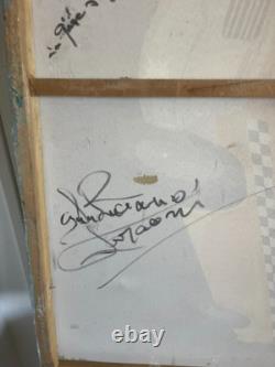 Ancien Peinture Tableau Huile Toile FARAONI Mariage Eglise Marié Village 80x60cm