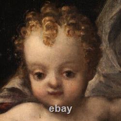 Ancien Sainte Famille Vierge enfant tableau huile sur toile peinture 500