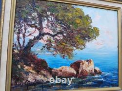 Ancien TABLEAU SIGNE ITALO GIORDANI 1882/1956 HUILE SUR PANNEAU LA MER