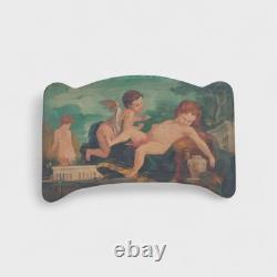 Ancien Tableau À L'Huile Sur Toile Scène Avec Putti Et Angioletto 108X66,5 Cm