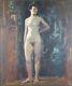 Ancien Tableau Académie de Femme Peinture Huile Nu Antique Painting Nude Woman