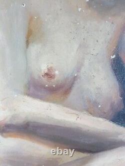 Ancien Tableau Académie de Femme Peinture Huile Nu Antique Painting Nude Woman
