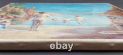 Ancien Tableau Baignade dans une Crique Peinture Huile Nu Oil Painting Nude