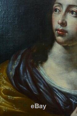 Ancien Tableau Baroque 17e Portrait de Femme St Catherine Caravage sv Martinelli