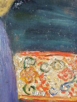Ancien Tableau Bretonne ou Italienne Peinture Huile Signée Oil Antique Painting