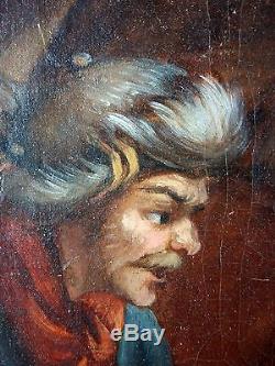 Ancien Tableau Chasse à l'Ours Peinture Huile Antique Oil Painting