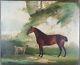 Ancien Tableau Cheval et Chien Peinture Huile Antique Oil Painting Horse Dog