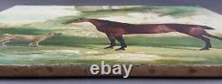 Ancien Tableau Cheval et Chien Peinture Huile Antique Oil Painting Horse Dog