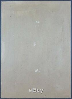 Ancien Tableau Composition Abstraite Peinture Huile Antique Oil Painting