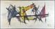Ancien Tableau Composition Abstraite Peinture Huile Toile Antique Oil Painting