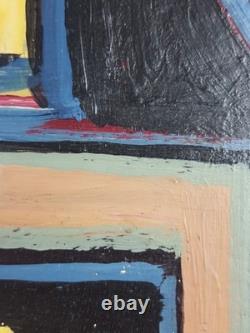 Ancien Tableau Composition Géométrique Peinture Huile Oil Painting Cubism Old