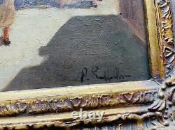 Ancien Tableau De Valeur À L'huile Sur Panneau XXe Siècle Signé
