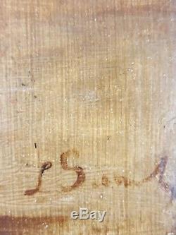 Ancien Tableau Elégante sur la Côte Peinture Huile Toile Antique Oil Painting