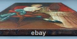 Ancien Tableau Enfant Assis avec son Chat Peinture Huile Chat Oil Painting Cat