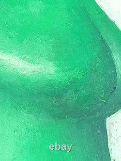 Ancien Tableau Femme Nue de Profil Peinture Huile 1972 Oil Painting Original