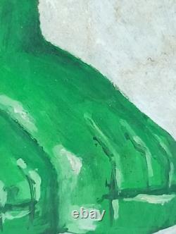 Ancien Tableau Femme Nue de Profil Peinture Huile 1972 Oil Painting Original