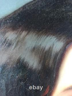 Ancien Tableau Femme au Col Blanc Peinture Huile Portrait Woman Oil Painting