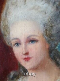 Ancien Tableau Femme de la Noblesse Peinture Huile Portrait Oil Painting Woman