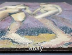 Ancien Tableau Femmes Nues Peinture Huile Antique Oil Painting Nude Women