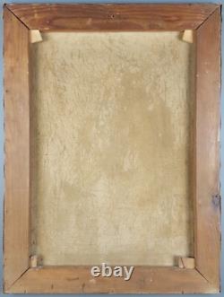 Ancien Tableau Fillette et son Chat Peinture Huile Painting Little Girl Cat