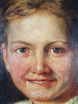 Ancien Tableau Friedrich Fehr (1862-1927) Peinture Huile Painting Girl Portrait
